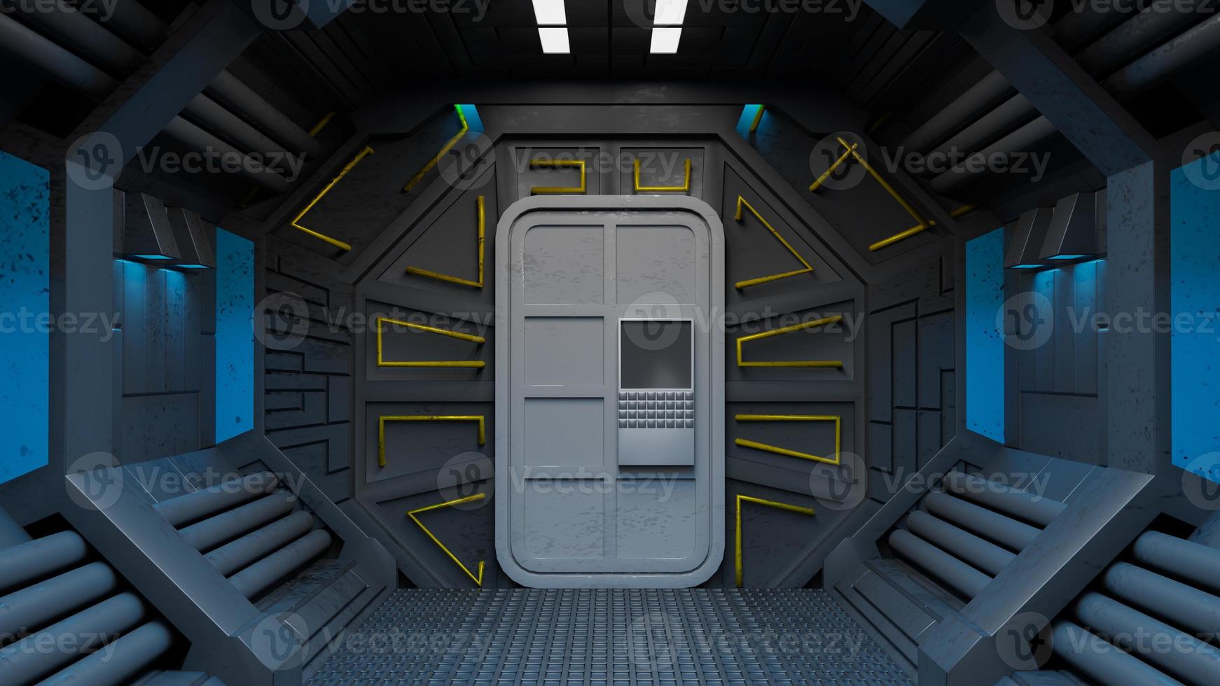 corredor da nave espacial é um vídeo de gráficos em movimento que mostra o interior de uma nave espacial em movimento. foto