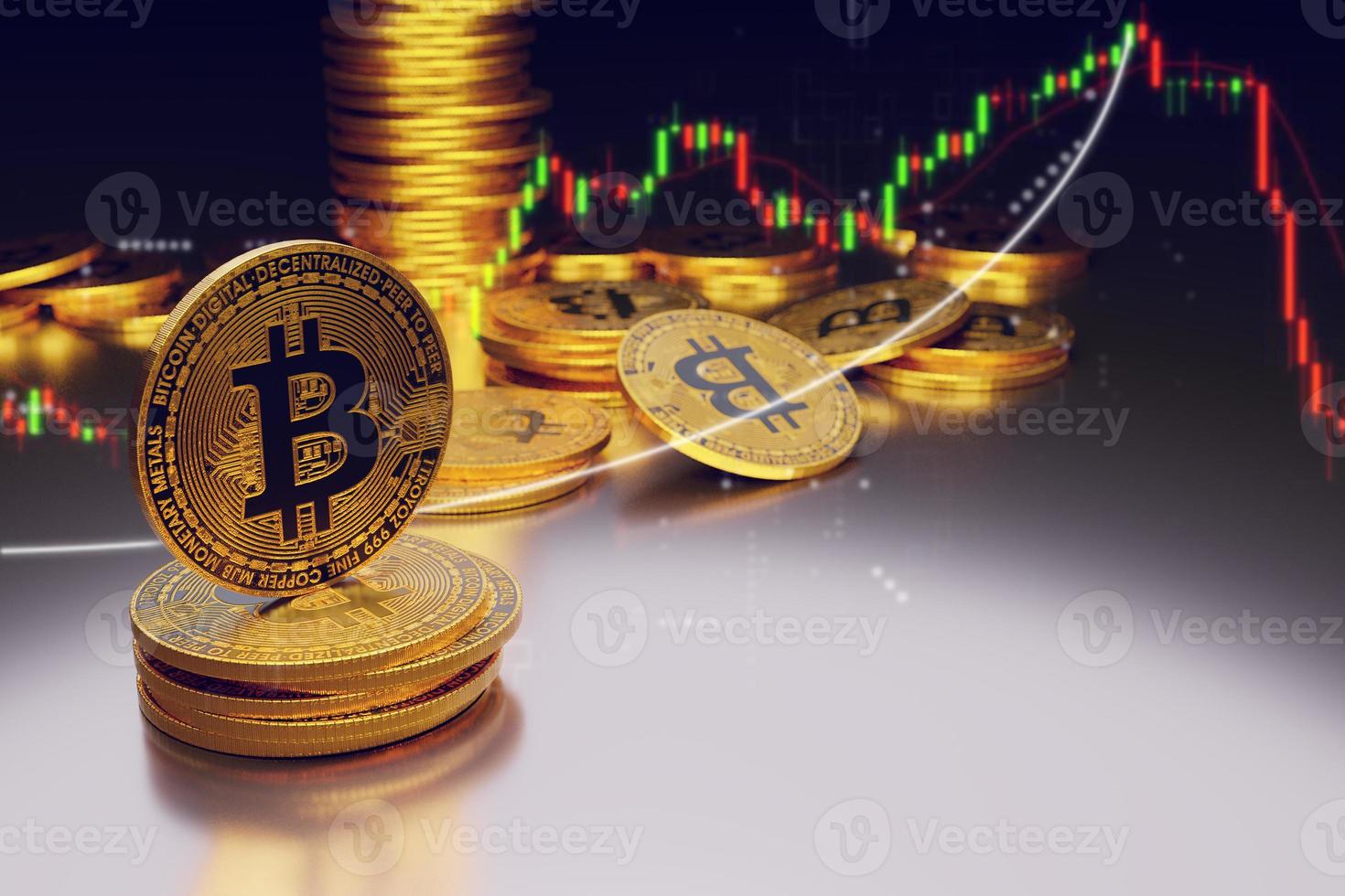 bitcoin dourado em fundo escuro foto