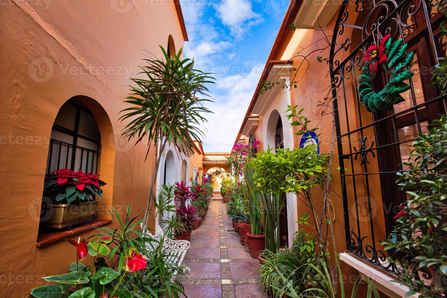 oaxaca, ruas pitorescas da cidade velha e edifícios coloniais coloridos no centro histórico da cidade foto