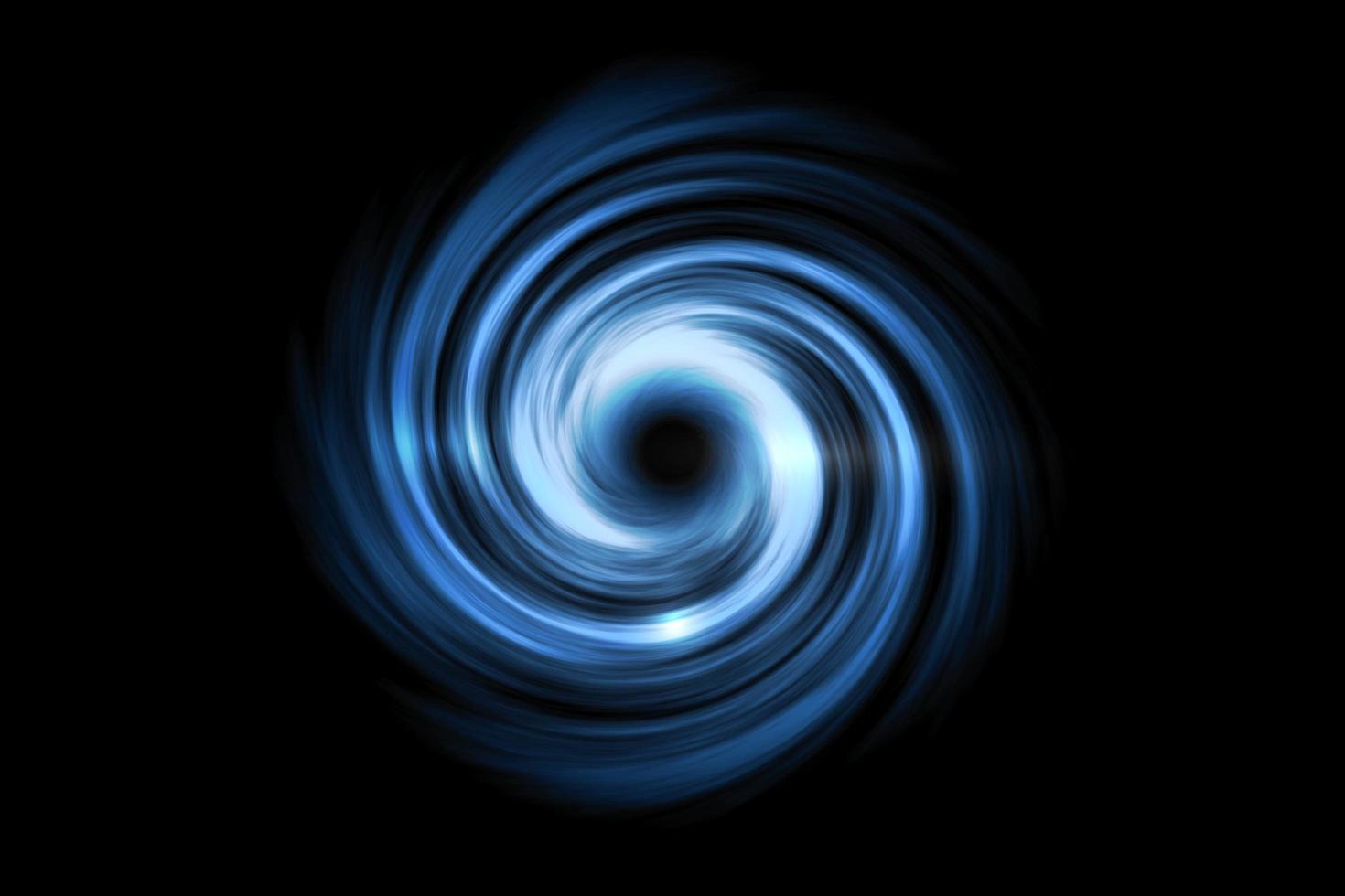 buraco negro abstrato com túnel espiral azul claro sobre fundo preto foto