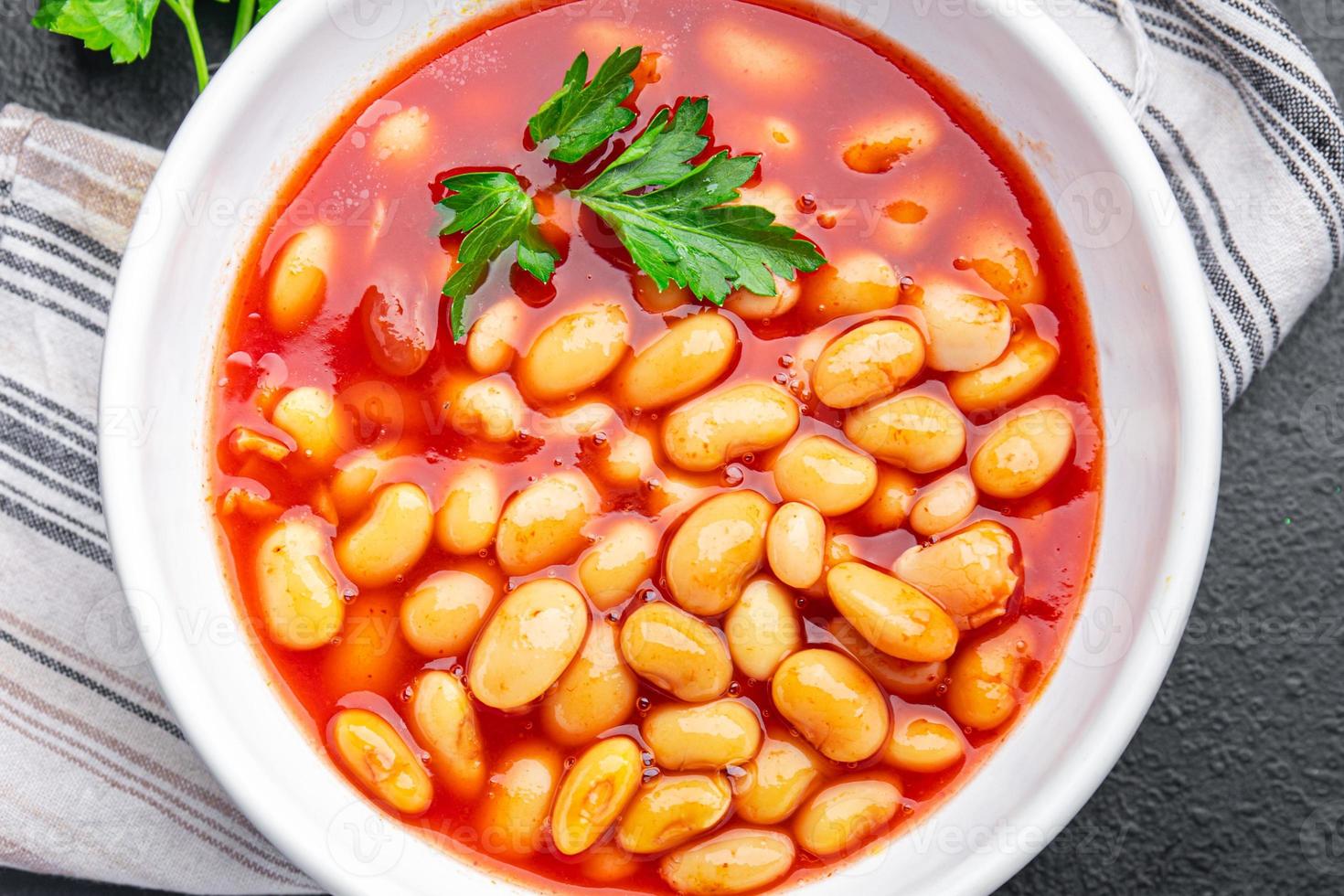 feijão molho de tomate leguminosa branca comida saudável refeição foto