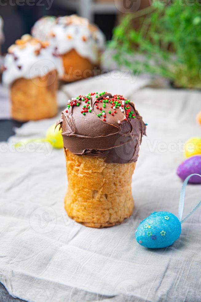 chocolate bolo de páscoa pastelaria deleite de páscoa kulich feriado sobremesa caseira comida espaço de cópia foto