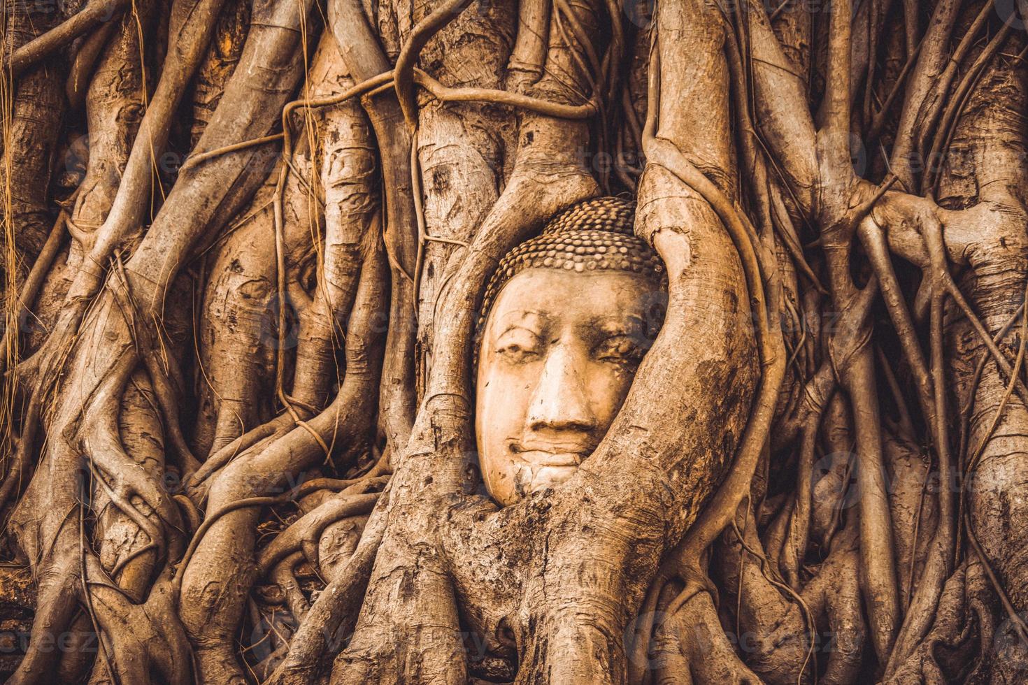 Tailândia ruínas e antiguidades no parque histórico de ayutthaya turistas de todo o mundo decadência de buda foto