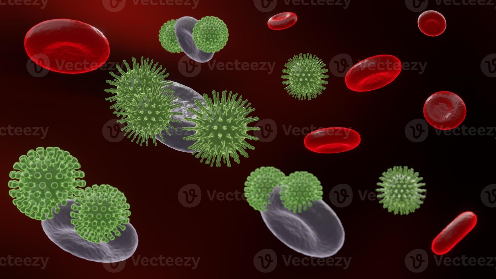 vírus patogênicos que causam infecção no organismo hospedeiro, surto de doença viral, para fundo ou recurso gráfico, renderização 3d foto