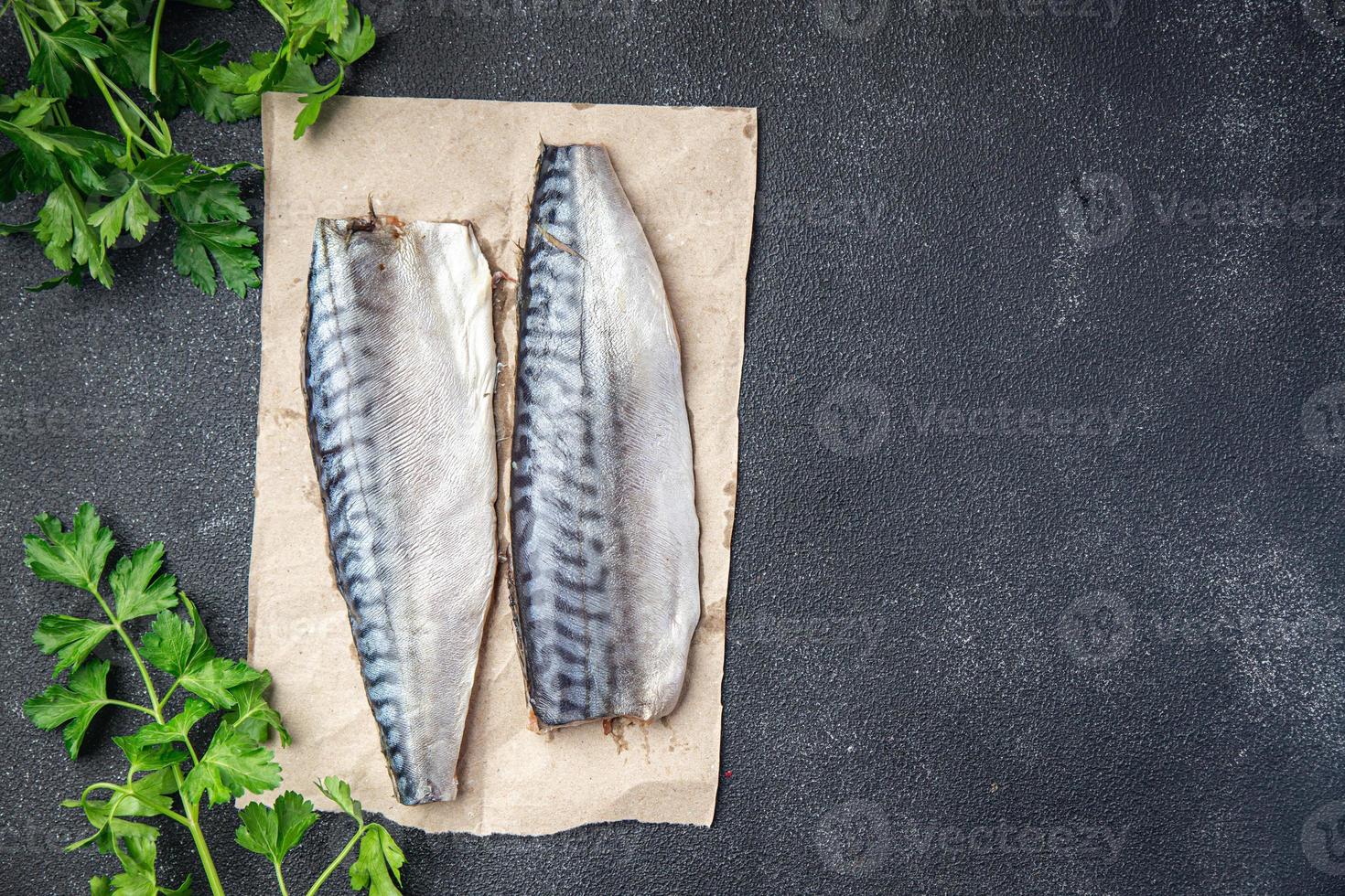 peixe fresco cavala frutos do mar refeição saudável comida dieta lanche na mesa cópia espaço fundo de comida foto