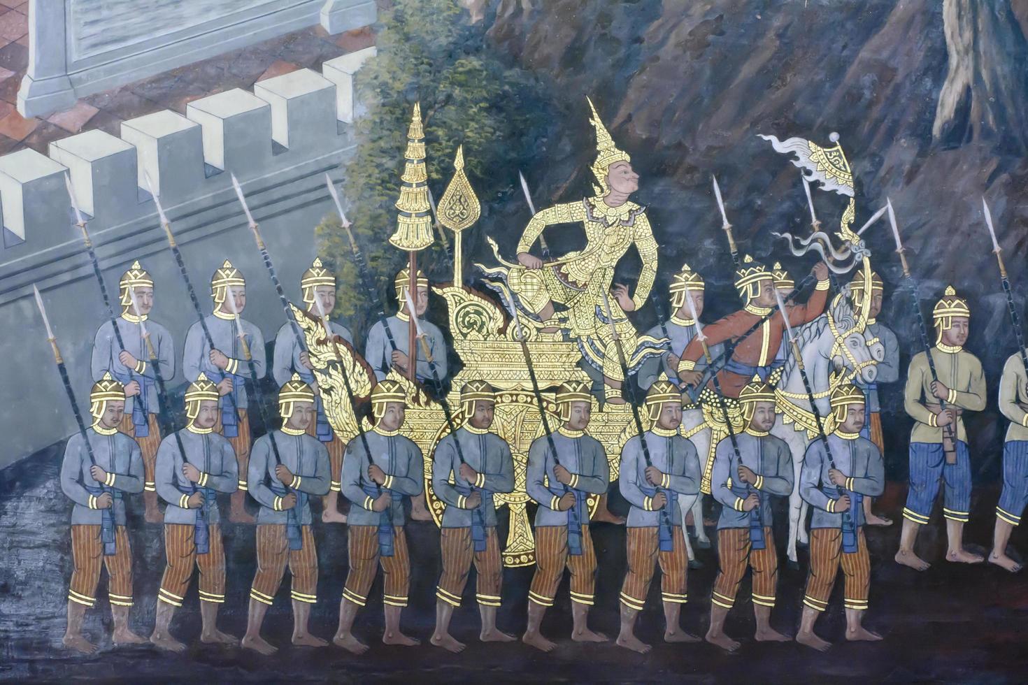 bangkok, tailândia - 24 de julho de 2015 - pintura mural em wat phra kaew, bangkok tailândia. um lugar onde todos em todas as religiões podem ser vistos. foto