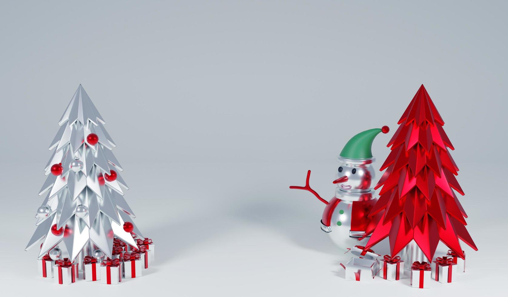 3d renderizando todo o suporte de natal metálico em fundo branco, natal em tom metálico para decorar e copiar espaço foto