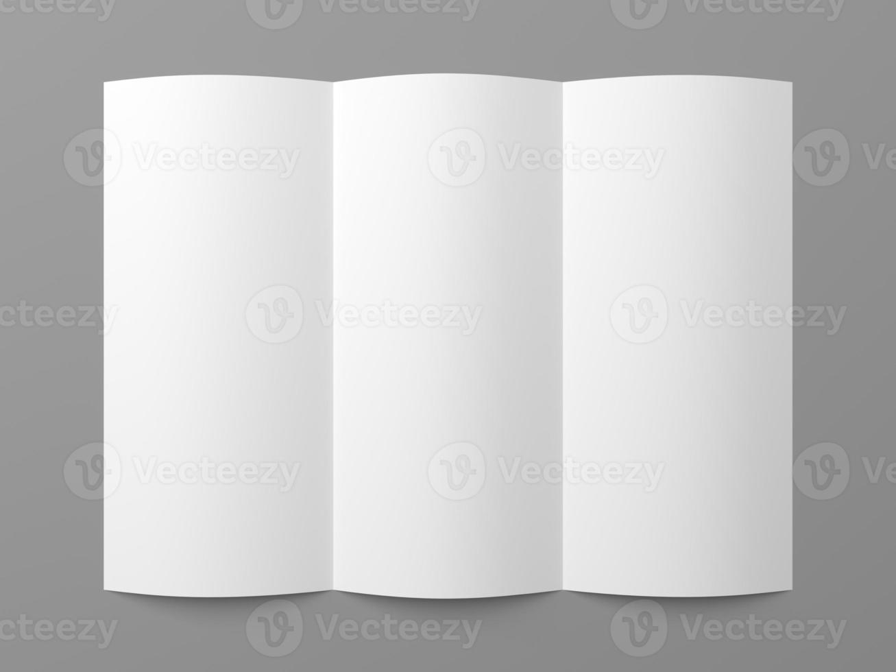 folheto folheto em branco papel branco em três partes foto