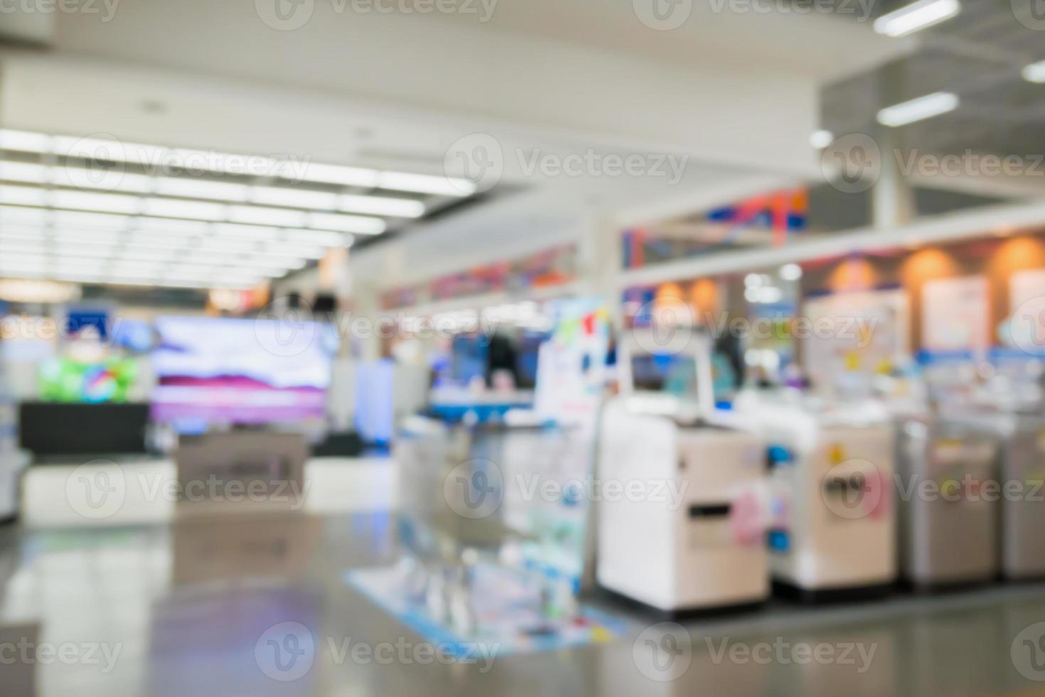 loja de departamentos de loja eletrônica com fundo desfocado bokeh foto