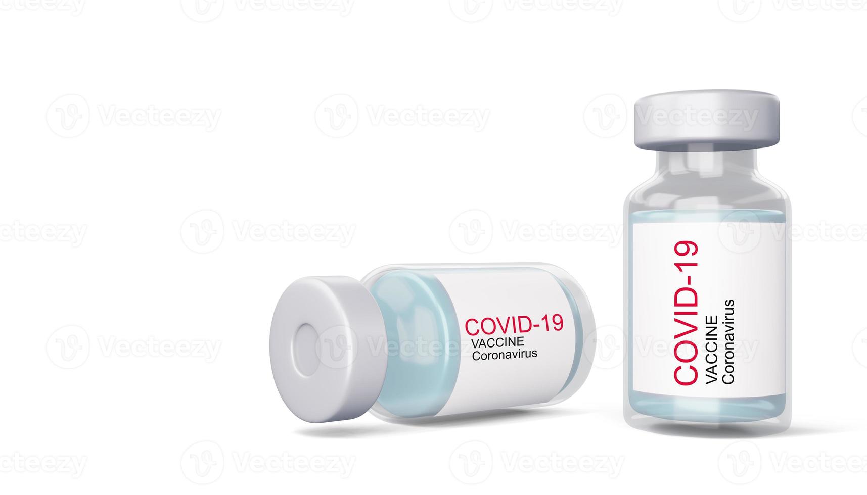 frasco de vacina covid-19, vacina contra o coronavírus, ilustração de renderização em 3d foto