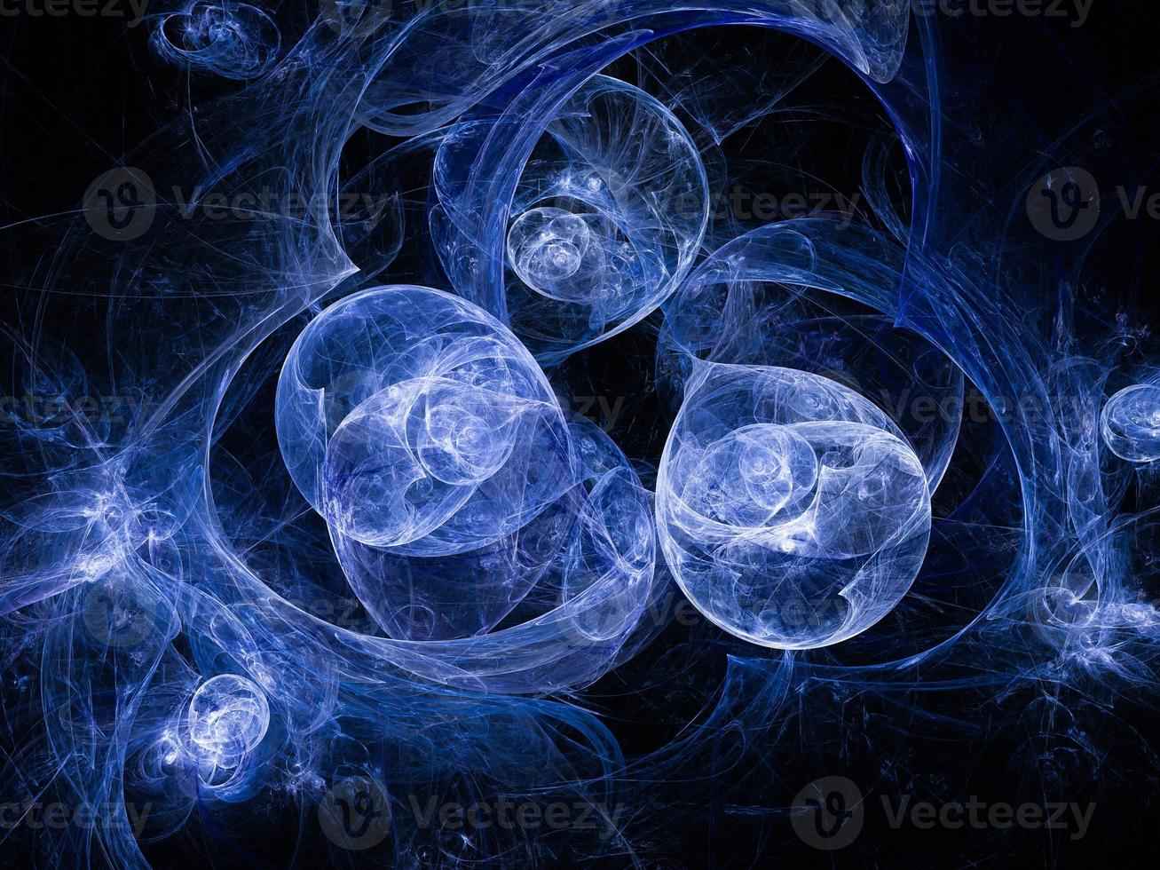 fundo abstrato arte fractal, sugestivo de astronomia e nebulosa. fractal gerado por computador ilustração arte bolhas azuis foto