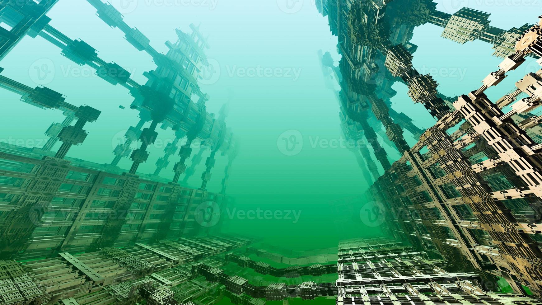 projeto abstrato do fractal gerado por computador. ilustração de alienígenas 3d de um belo mandelbrot matemático infinito conjunto fractal espaço do mar profundo foto