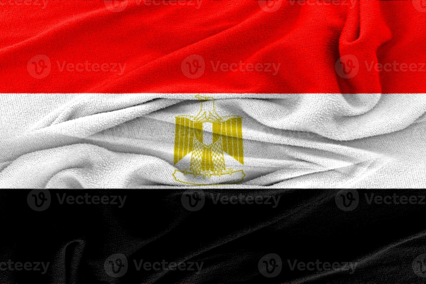tecido textura ondulada bandeira nacional do Egito. foto