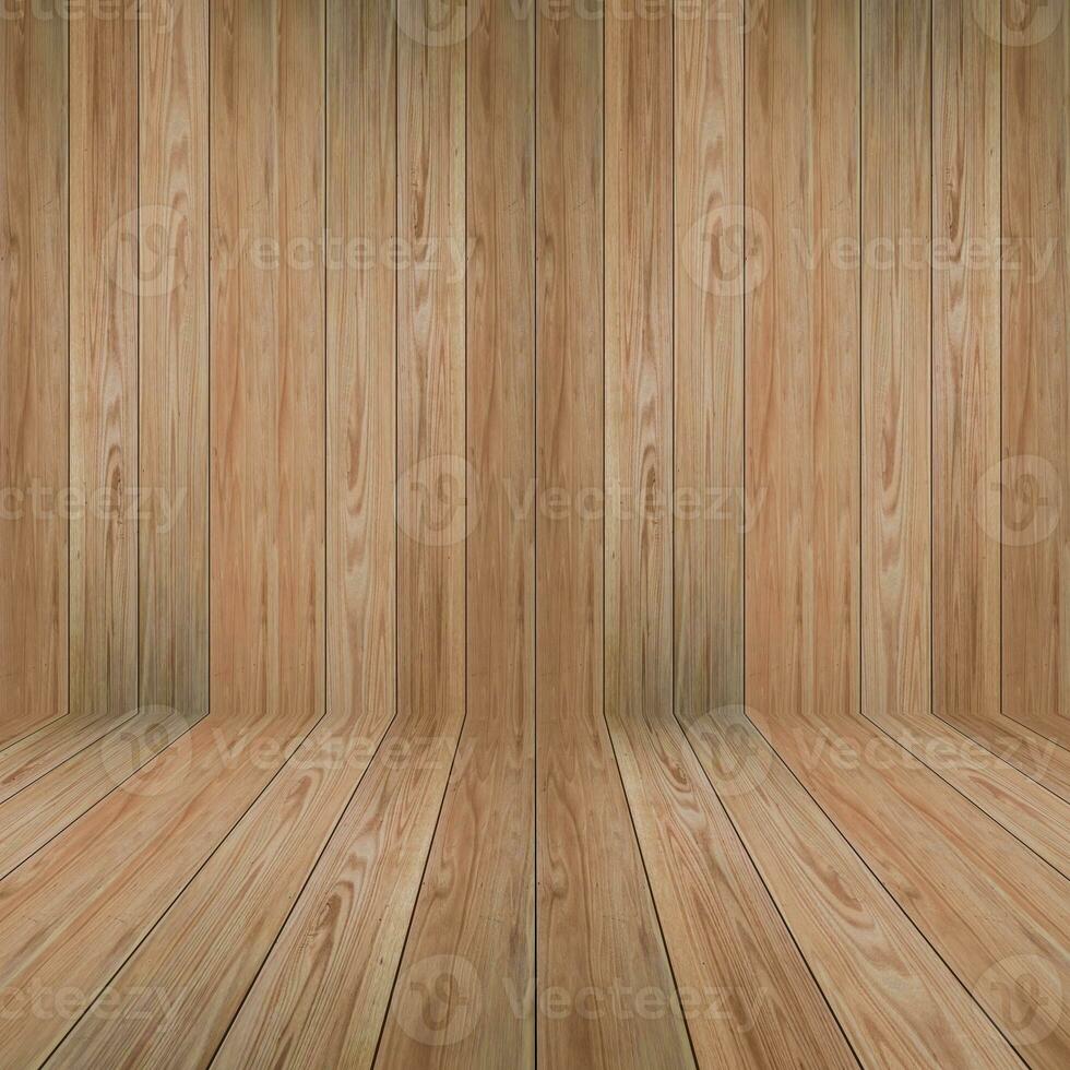 parede de madeira e textura de piso de madeira em perspectiva. conceito interior estilo vintage foto