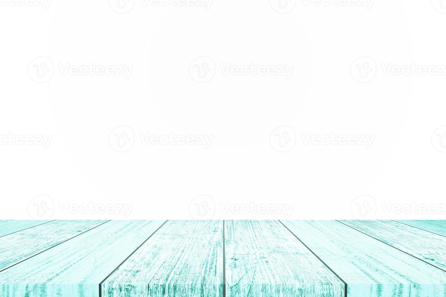 tampo da mesa de madeira azul vazio sobre fundo branco. para exibição ou design do produto. foto