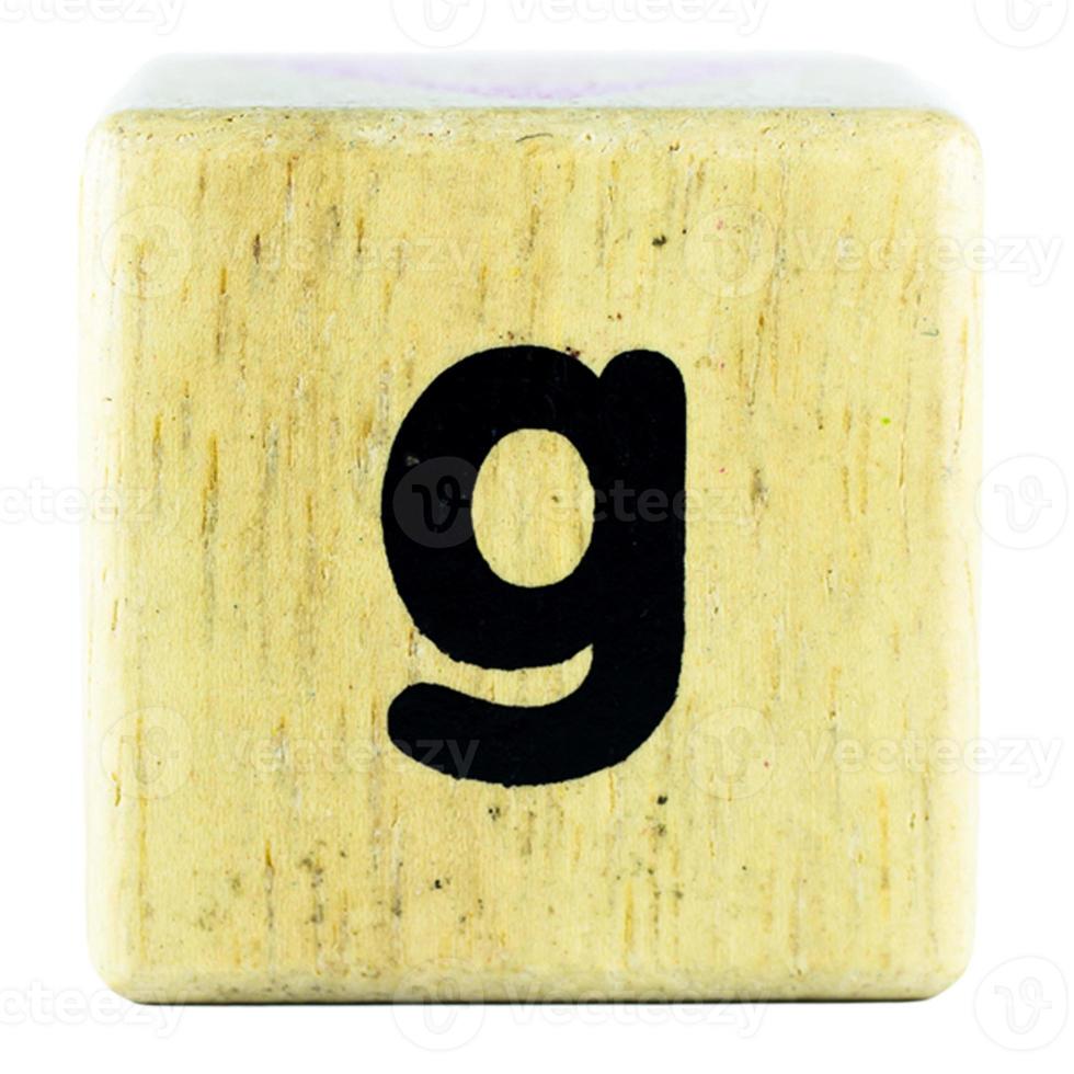 g letras de texto escritas em cubos de madeira foto