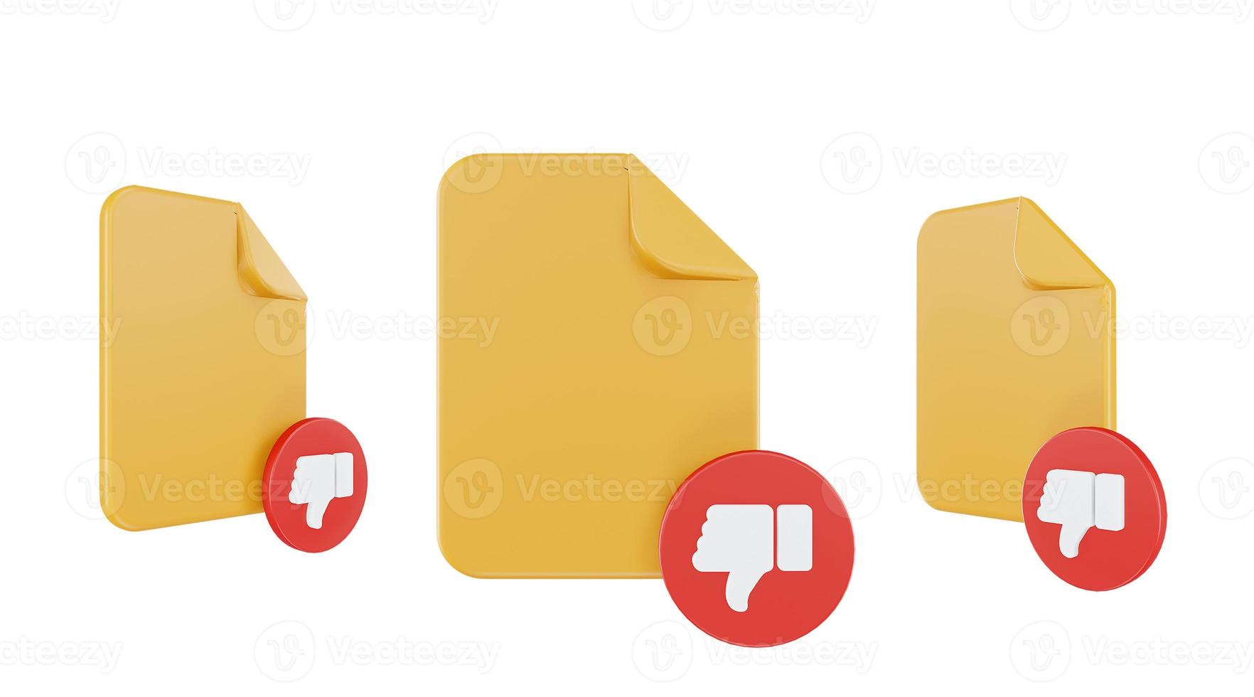 arquivo de renderização 3d ao contrário do ícone com papel de arquivo laranja e vermelho ao contrário foto