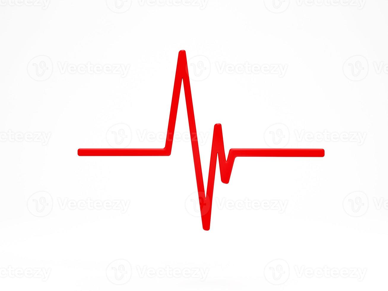 renderização 3D, ilustração 3D. ícone de linha de pulso do monitor de batimento cardíaco vermelho no fundo branco. ícone médico para aplicativos e sites médicos. foto