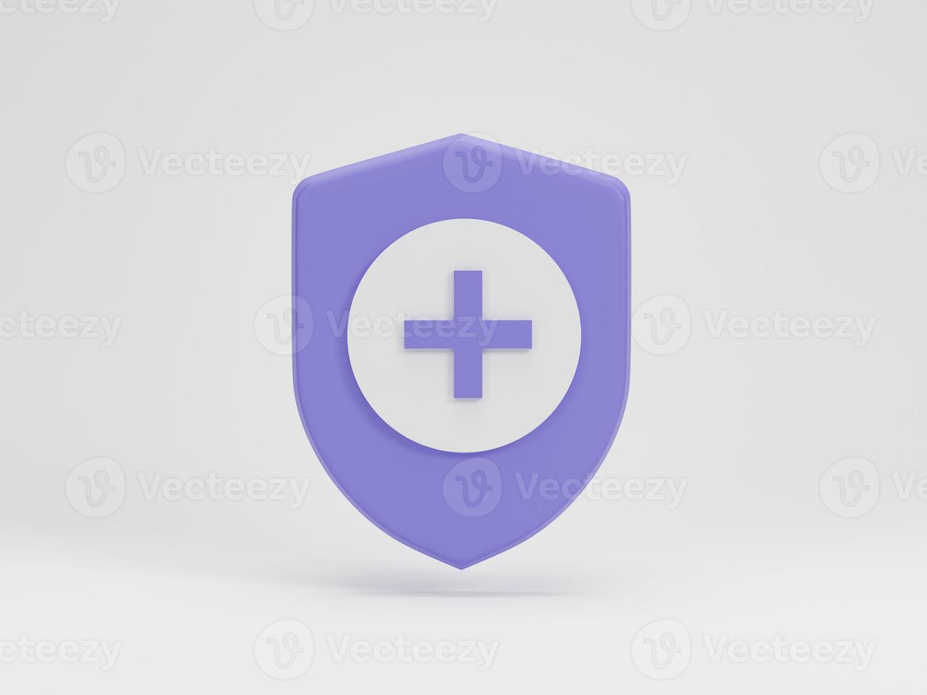 3D render ilustração 3d. símbolo de seguro escudo protetor médico isolado no fundo branco. conceito de proteção médica da saúde. foto