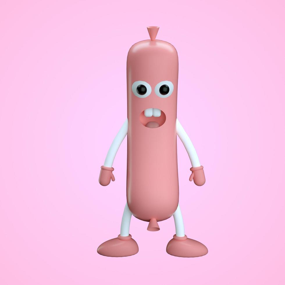 personagem é uma salsicha no estilo cartoon 3d foto