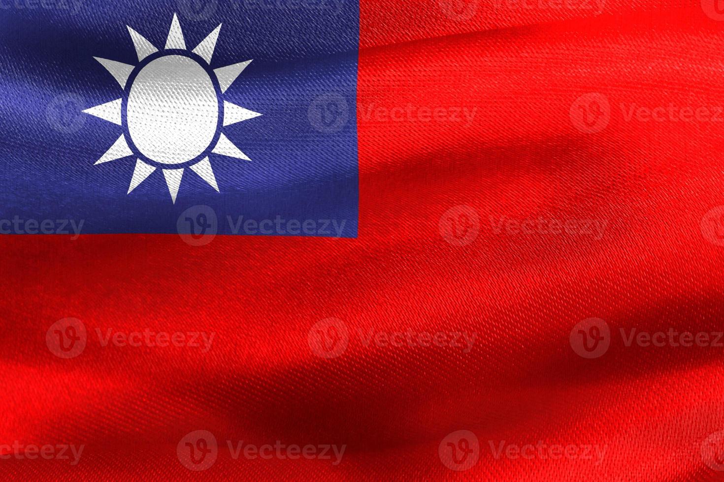 ilustração 3D de uma bandeira de taiwan - bandeira de tecido acenando realista foto