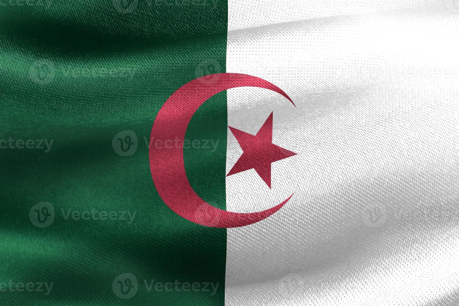 bandeira da argélia - bandeira de tecido acenando realista foto