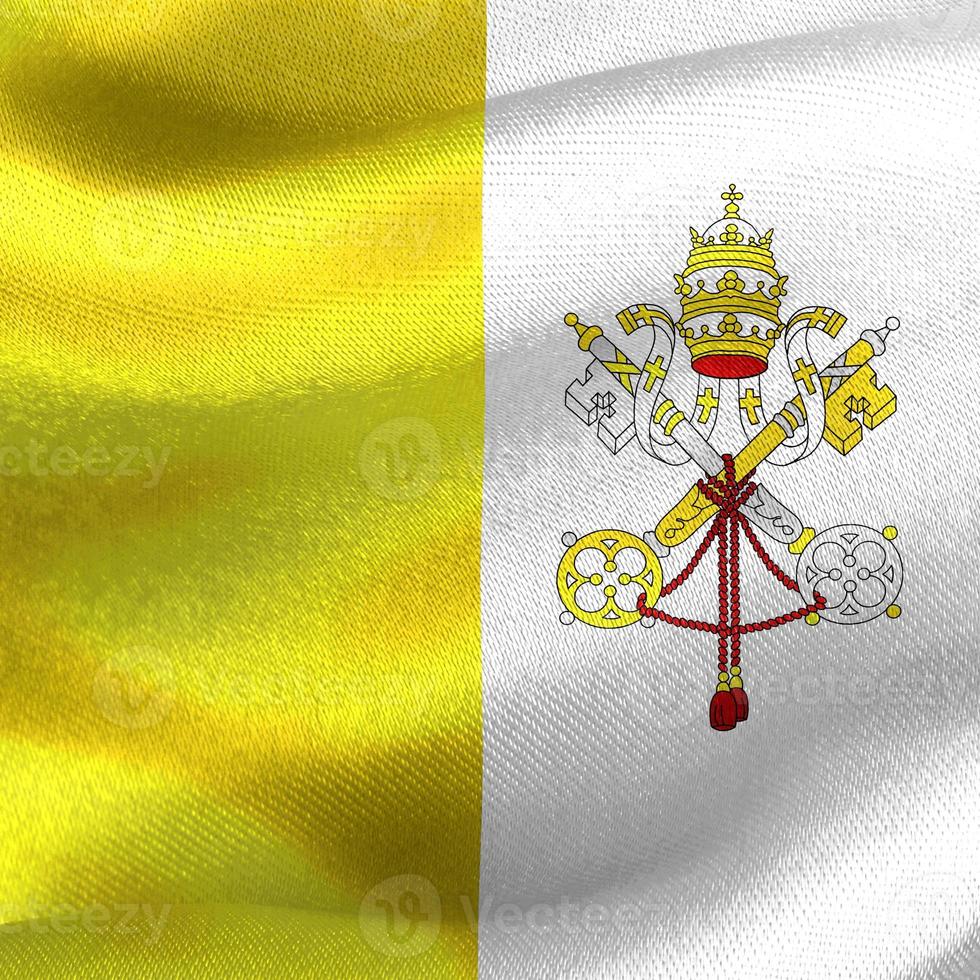 ilustração 3D de uma bandeira da cidade do Vaticano - bandeira de tecido acenando realista foto