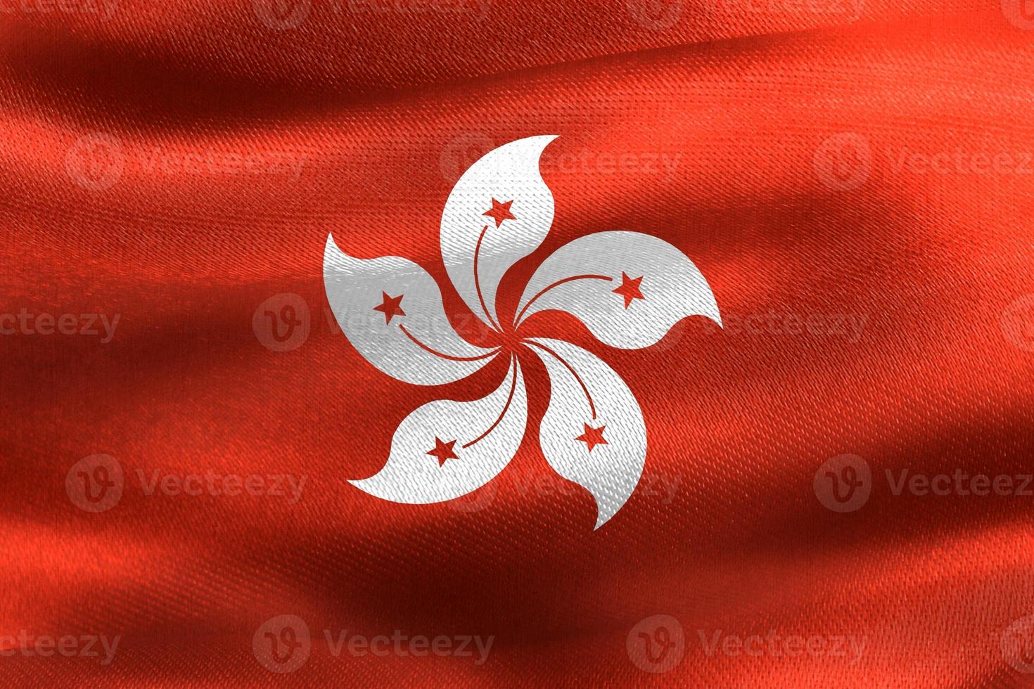 bandeira de hong kong - bandeira de tecido acenando realista foto