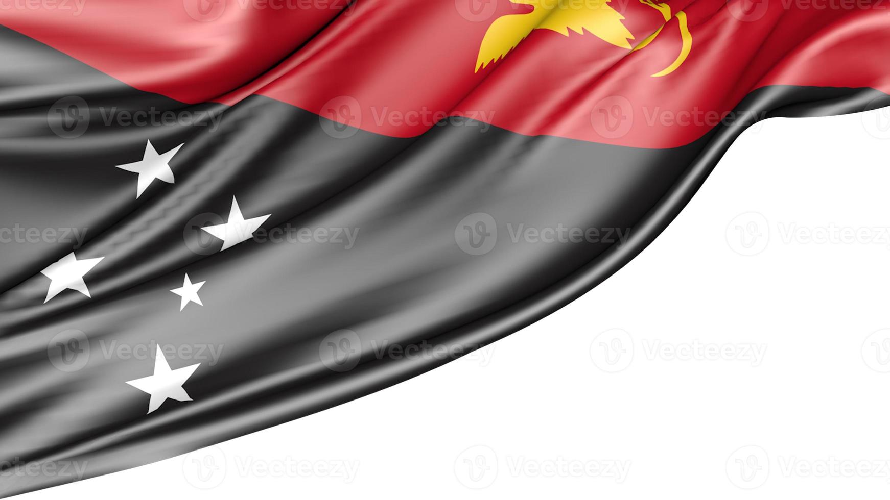 bandeira de papua nova guiné isolada no fundo branco, ilustração 3d foto