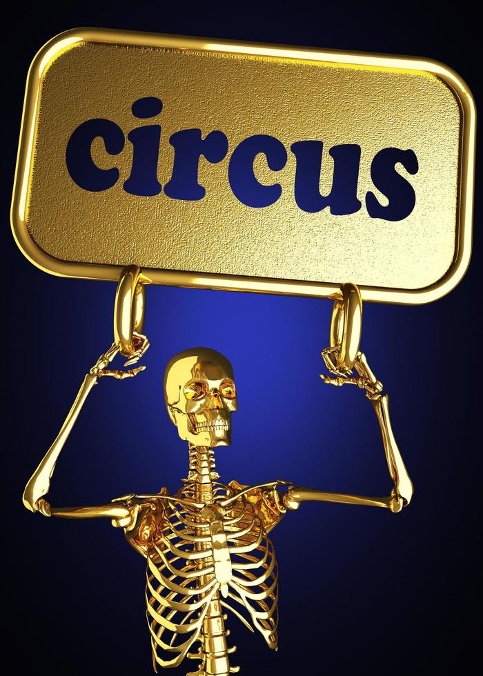 palavra de circo e esqueleto dourado foto