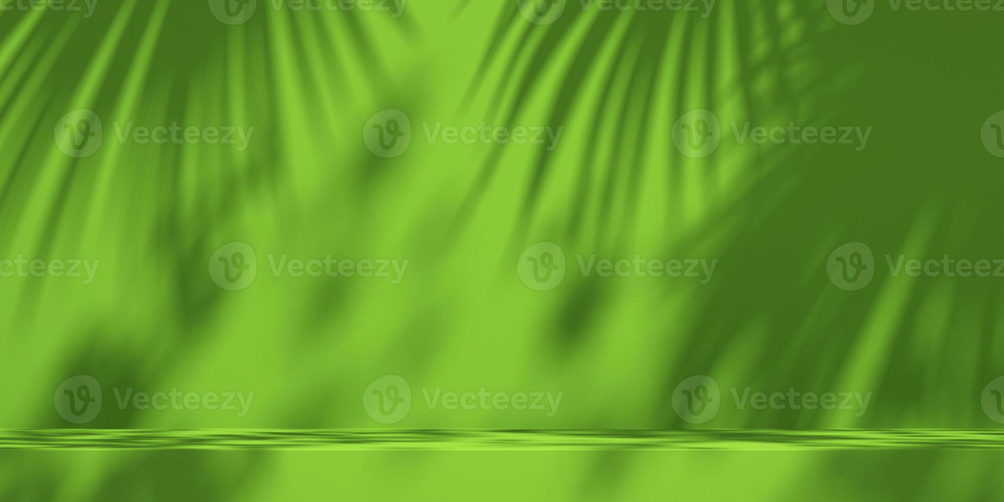 Exibição de pódio de produto verde e amarelo 3d com fundo laranja e sombra de árvore, fundo de maquete de produto de verão, ilustração de renderização 3d foto