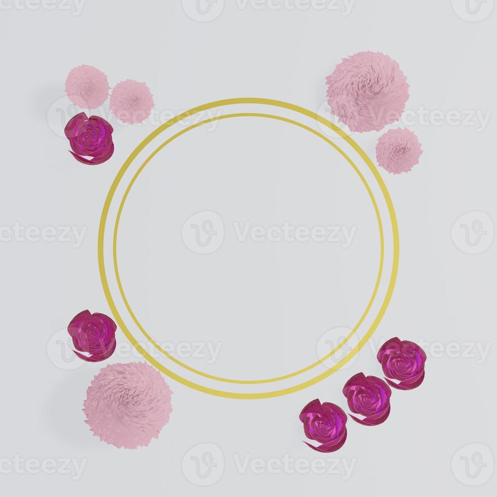 quadros florais. grinalda floral. decoração exclusiva para cartão de felicitações, convite de casamento, salve a data. espaço para o seu texto. 3d. foto