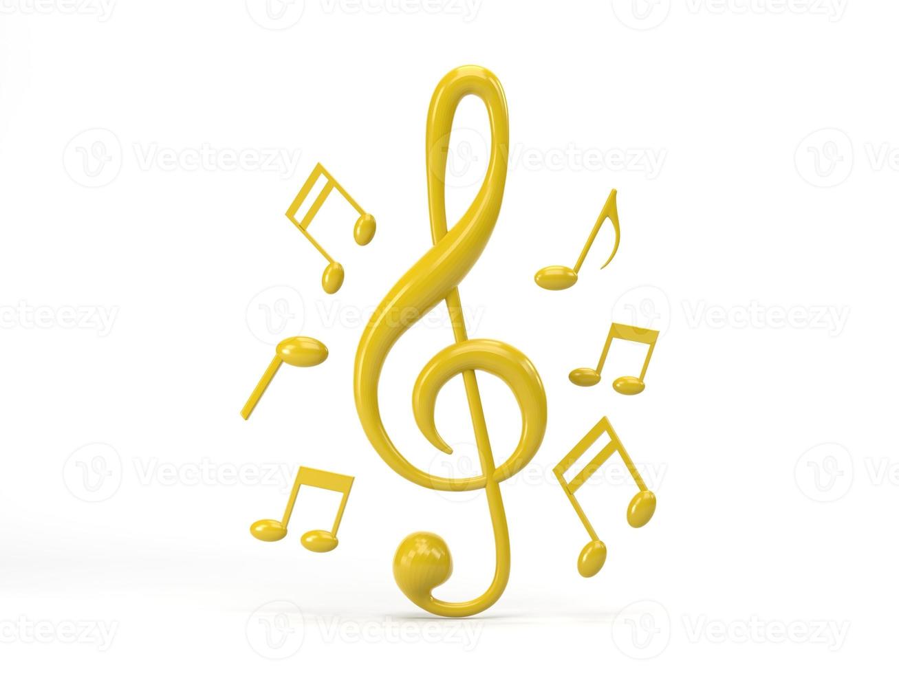 renderização 3D, ilustração 3D. ícone de nota de música ouro isolado no fundo branco. conceito de símbolo de música, melodia e melodia. foto