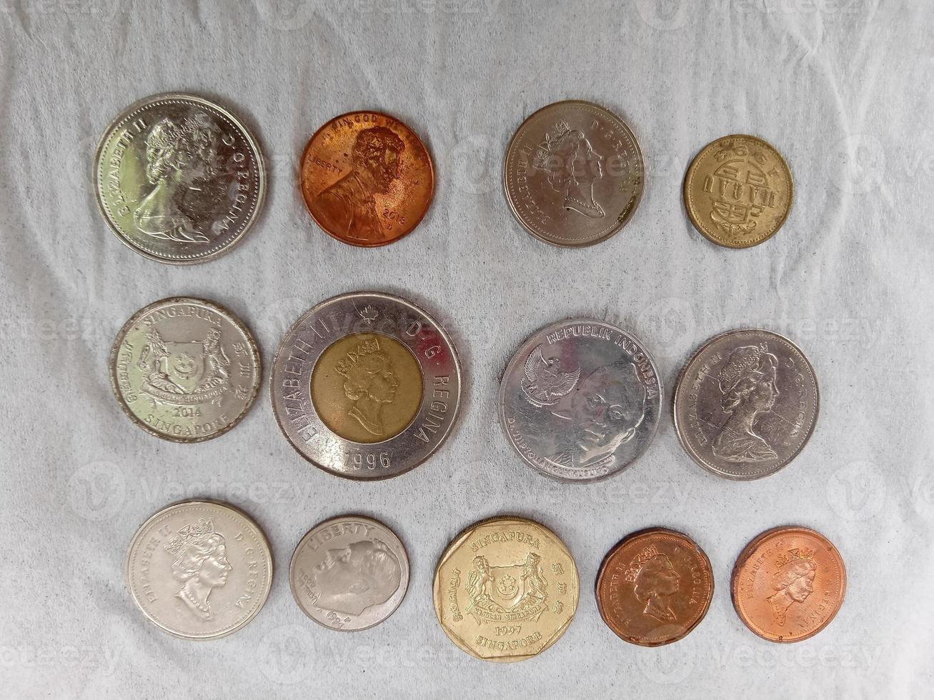 moedas de fotos de vários países