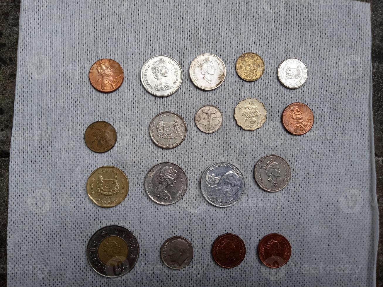 moedas de fotos de vários países