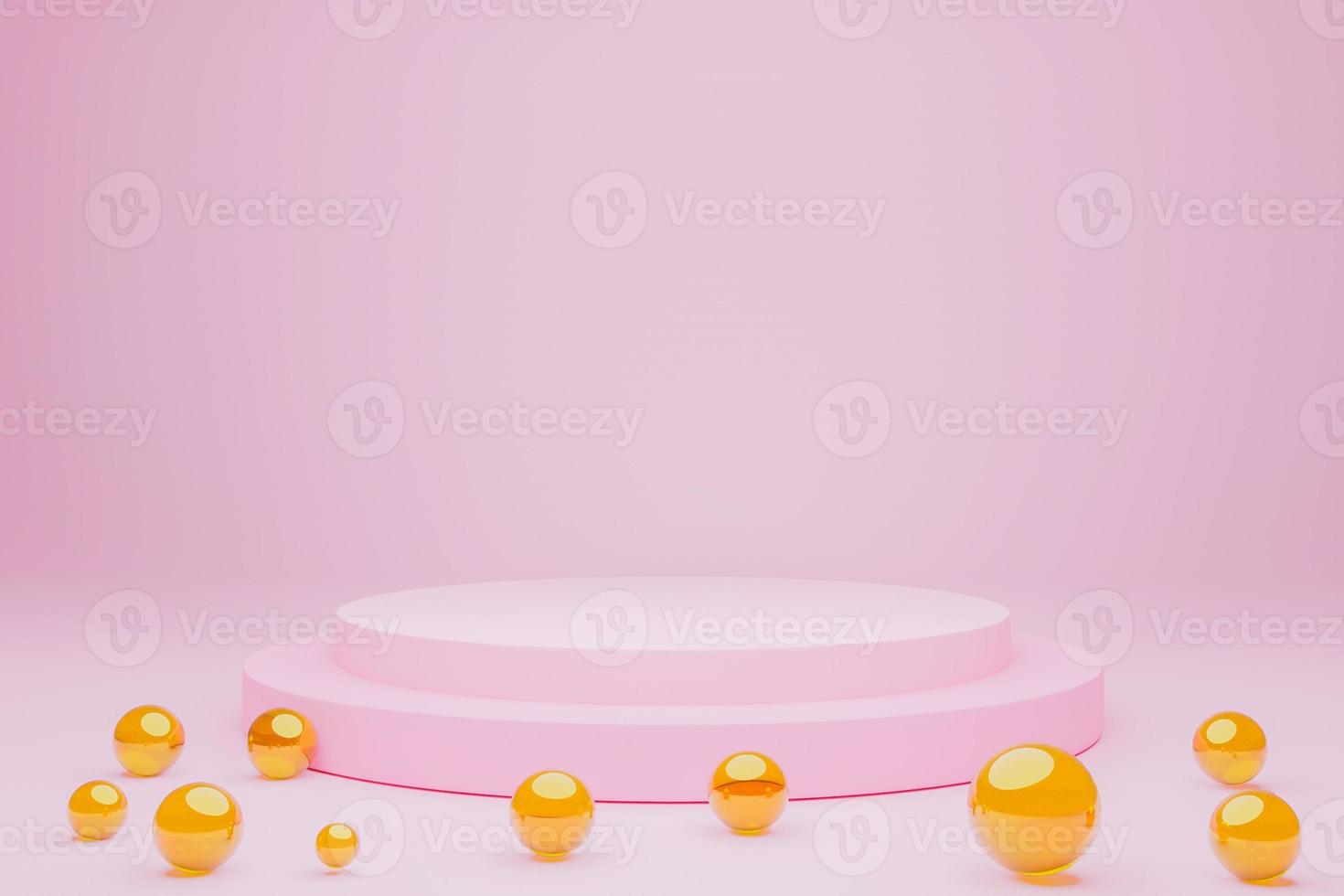 pódio de produto de exibição de maquete, renderização em 3d. fundo de cena abstrato. pódio de cilindro em fundo rosa. apresentação do produto, maquete, mostrar produto cosmético, pódio, pedestal ou plataforma de palco foto