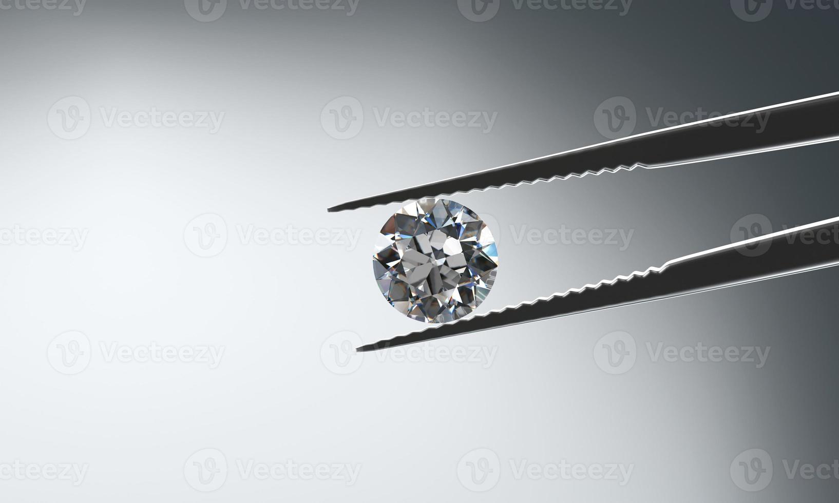 diamante em pinças isoladas em um fundo brilhante, renderização em 3d foto