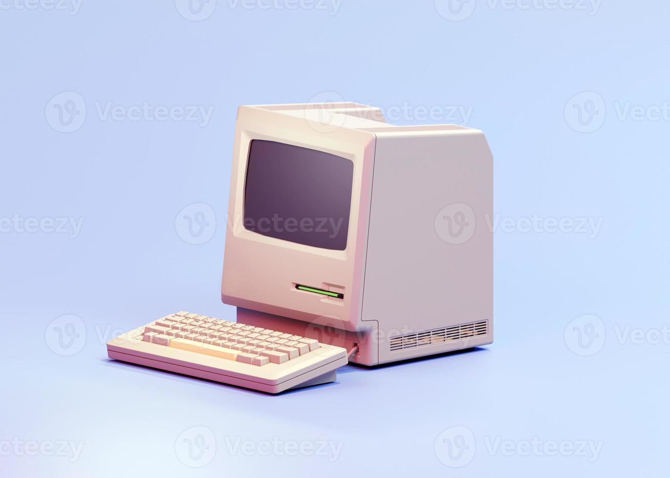 computador desktop pessoal vintage. ilustração 3D. foto