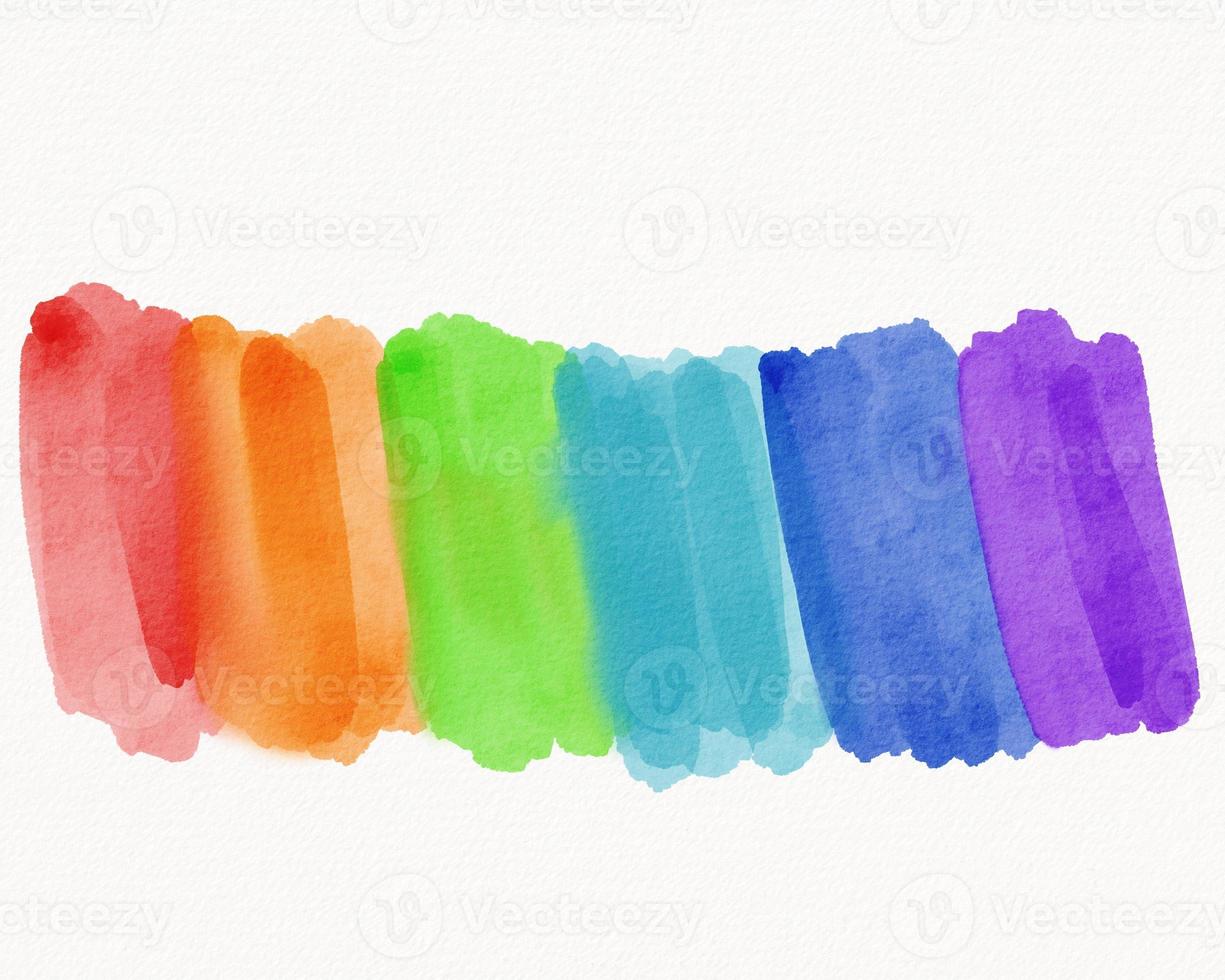 conceito de textura em aquarela do mês do orgulho lgbt. estilo de pincel de bandeira do arco-íris isolar no fundo branco. foto