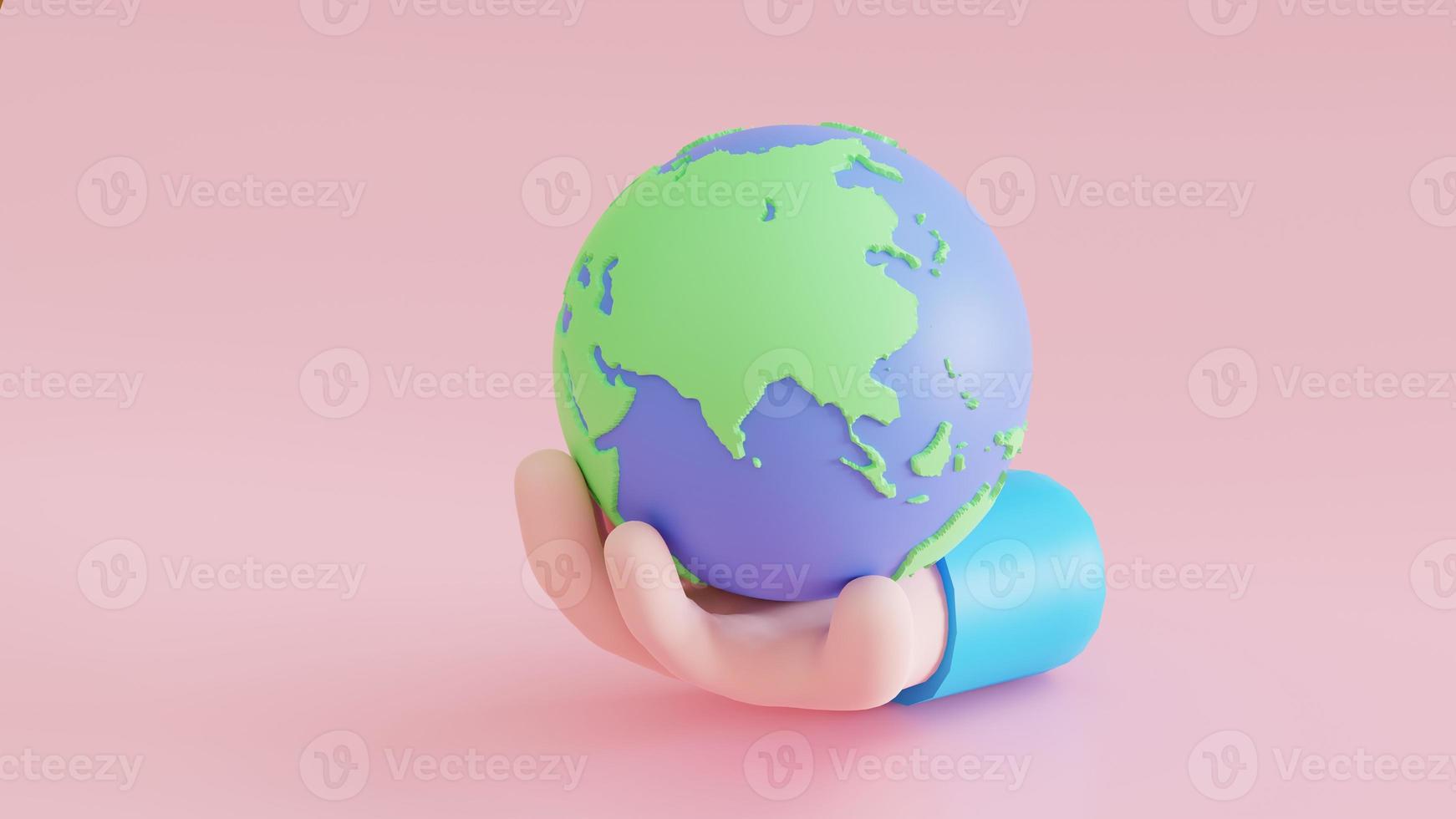 globo da ilustração do mapa do mundo da terra 3D. ilustração de renderização 3D foto