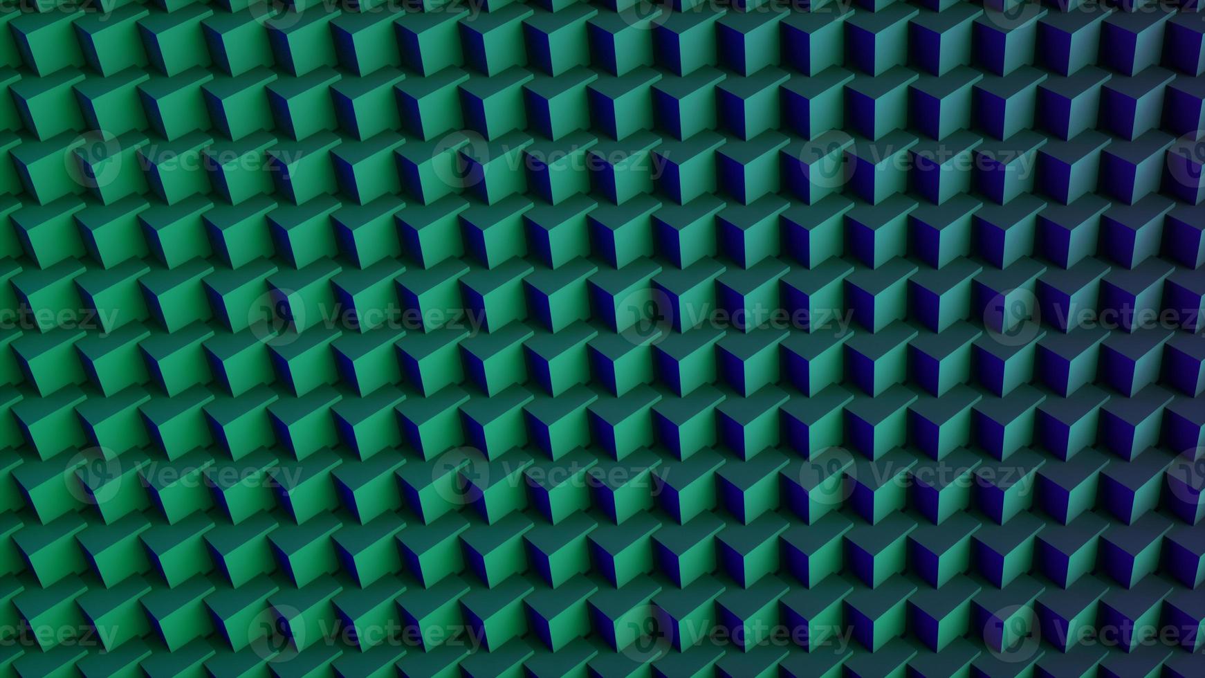 fundo digital abstrato louco de cubos 3d. verde e azul. renderização 3D. foto