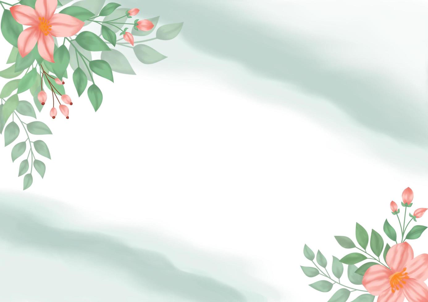 fundo floral aquarela verde com pincel e moldura floral para banner horizontal, pano de fundo, convite de casamento, cartão de agradecimento, papel de parede foto