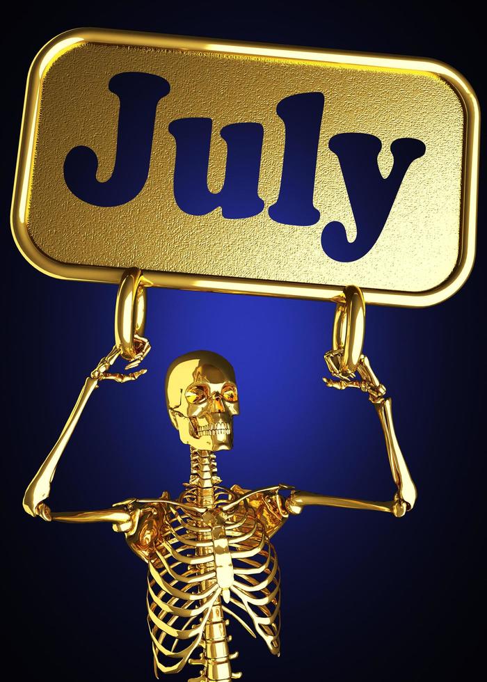 palavra de julho e esqueleto dourado foto