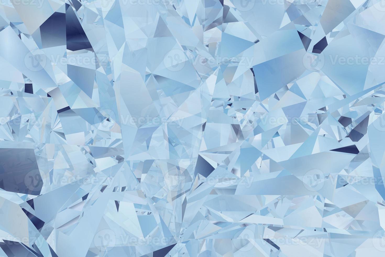 cristal digital vidro quebrado luz azul ilustração 3d de fundo. textura de polígono de reflexão caleidoscópio na moda foto