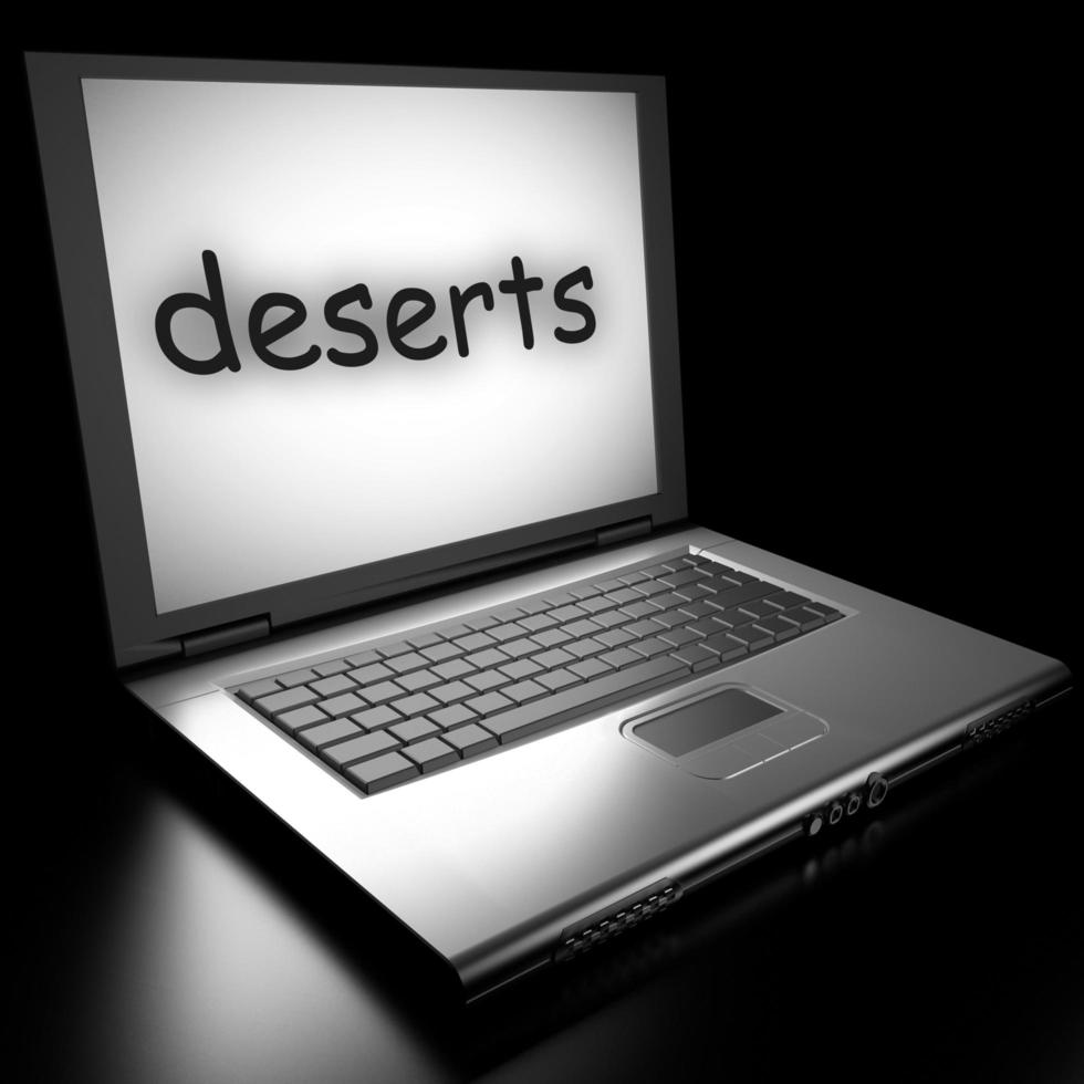 palavra de desertos no laptop foto