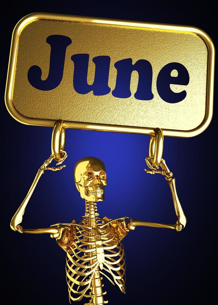 palavra de junho e esqueleto dourado foto