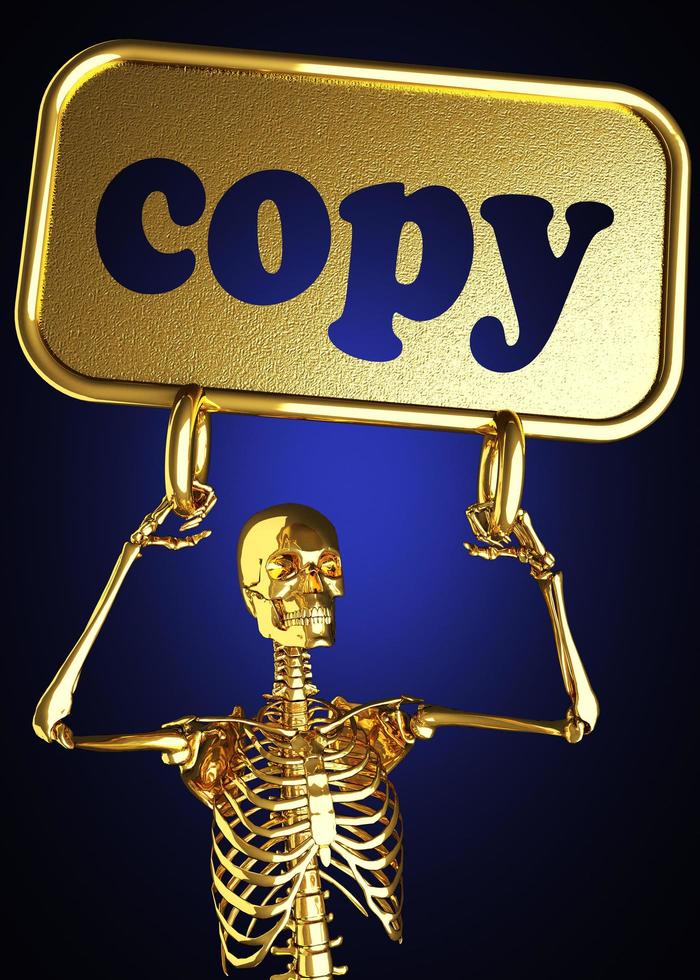copie a palavra e o esqueleto dourado foto