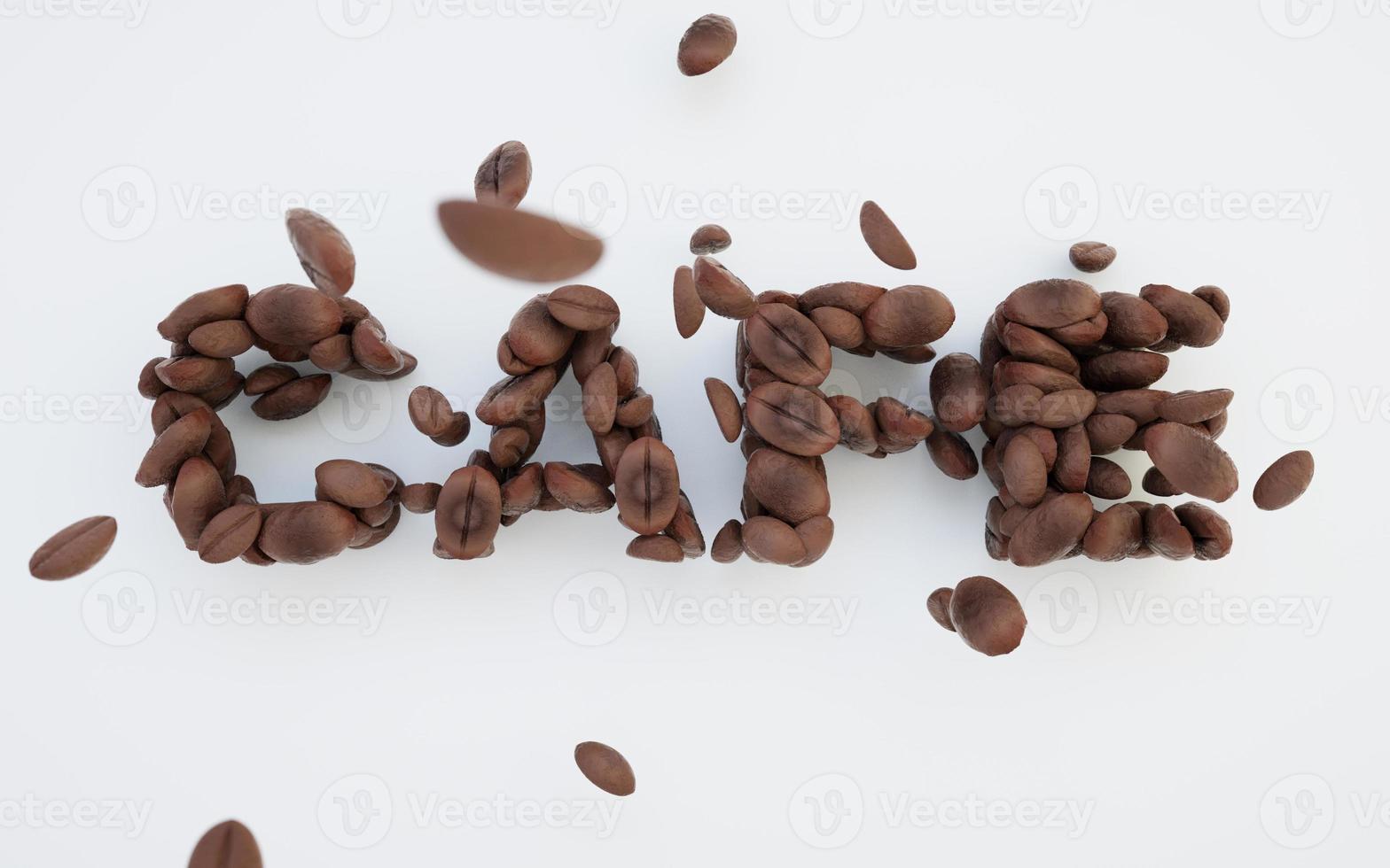 palavra de café conceito de grãos de café. café no café português foto
