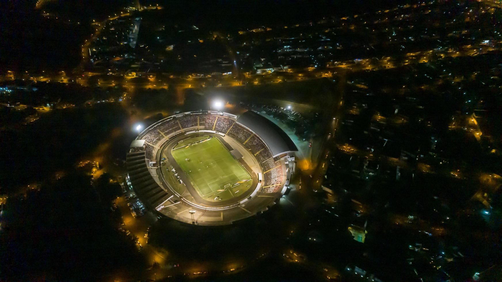 brasil, julho de 2019 - vista aérea do estádio santa cruz botafogo à noite. foto