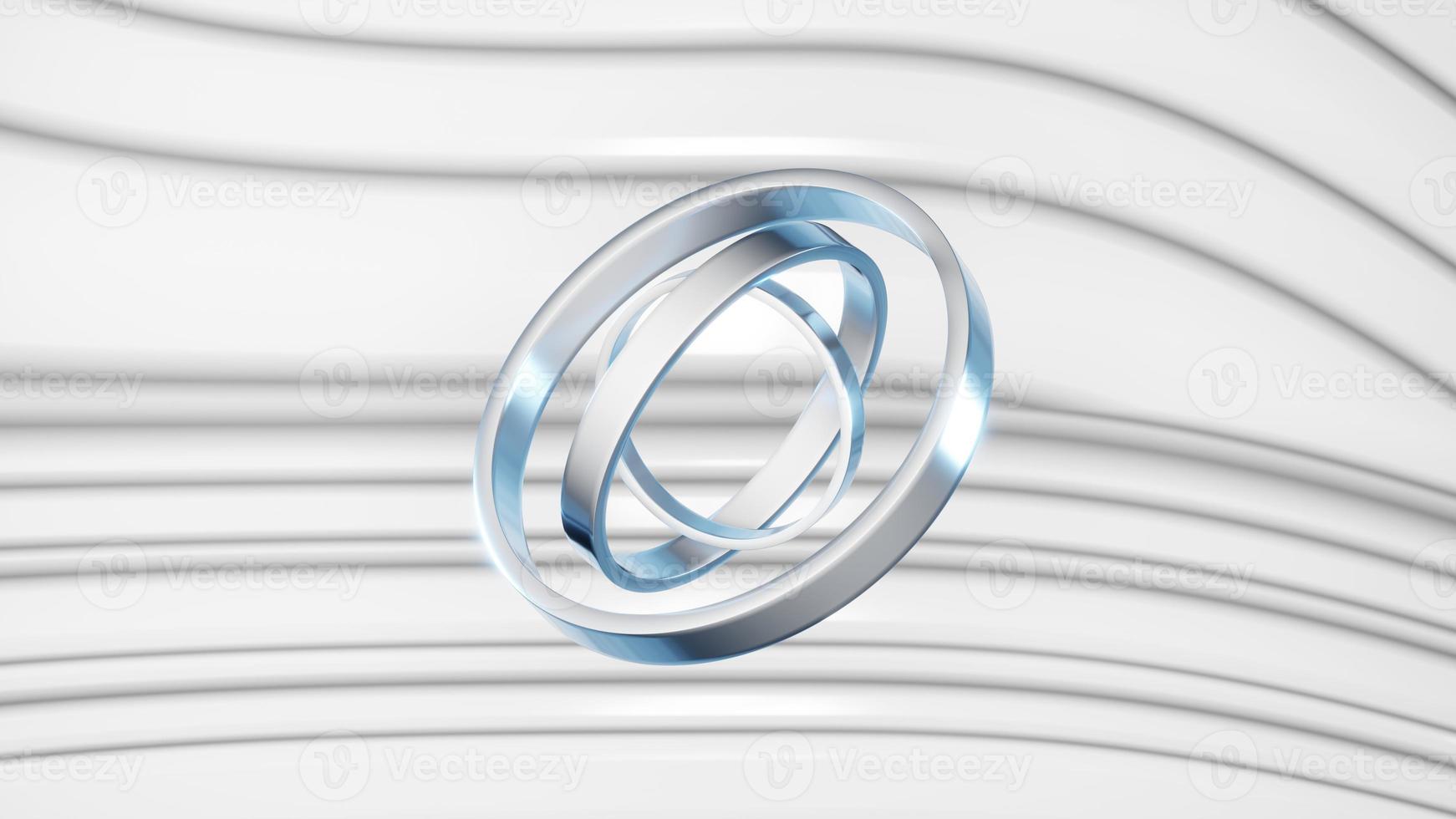 três anéis de aço. anéis de metal prateados isolados no fundo branco. ilustração 3D foto